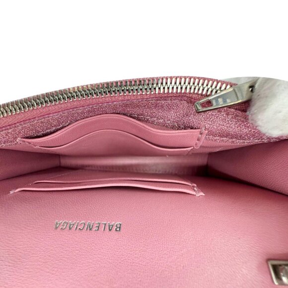 Balenciaga Hourglass Leather Wallet On Chain Shoulder Bag Pink - Picture 13 of 16